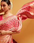 Traditional Pink Georgette Bandhani Banarasee Saree