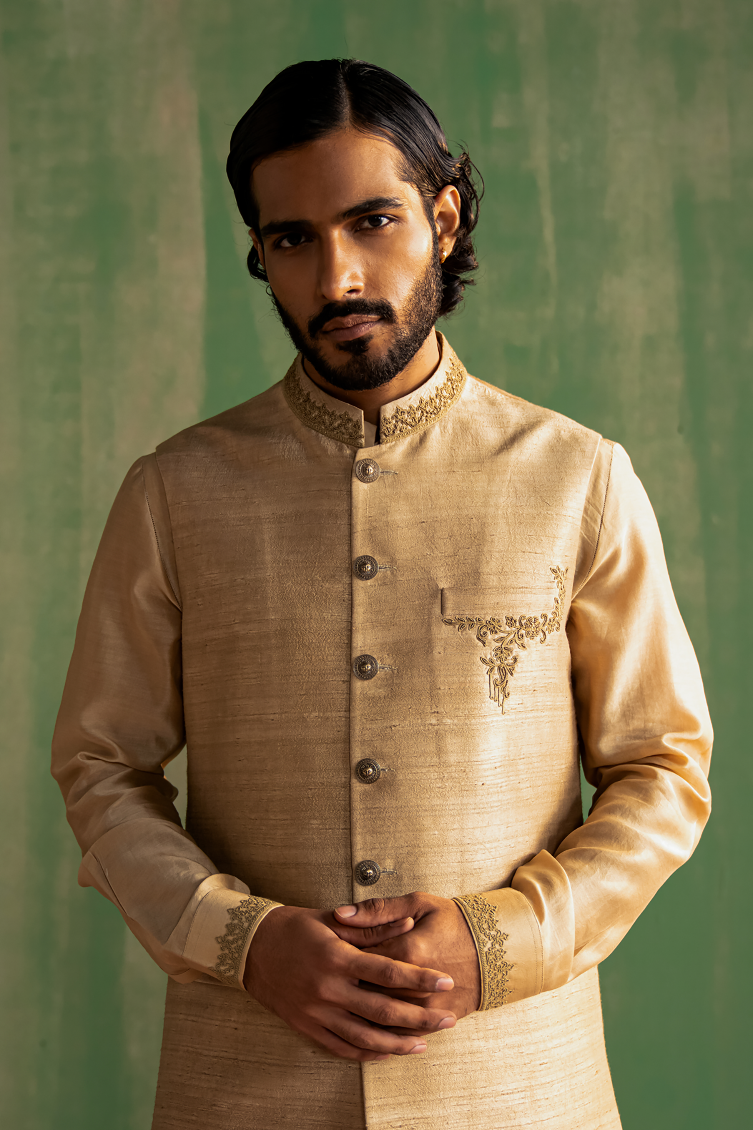 Ranvir Beige Bandi Set