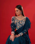 Ombre Saree with Sequin Embroidered Border and Sleeveless Blouse - Georgette