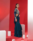 Ombre Saree with Sequin Embroidered Border and Sleeveless Blouse - Georgette