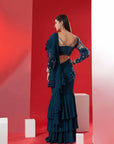 Ombre Saree with Sequin Embroidered Border and Sleeveless Blouse - Georgette