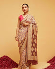 Traditional Banasree Bandhani Saree in Brown Shading Georgette