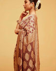 Traditional Banasree Bandhani Saree in Brown Shading Georgette