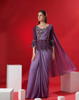 Elegant Pre-Draped Saree with Hand Embroidered Blouse