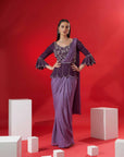 Elegant Pre-Draped Saree with Hand Embroidered Blouse