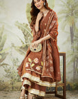 Lachka Gota Machine Work Kurta Set - Brown