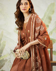 Lachka Gota Machine Work Kurta Set - Brown