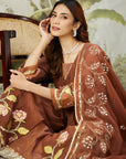 Lachka Gota Machine Work Kurta Set - Brown