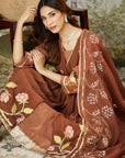 Lachka Gota Machine Work Kurta Set - Brown