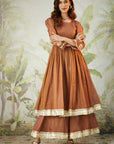 Lachka Gota Machine Work Kurta Set - Brown