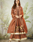 Lachka Gota Machine Work Kurta Set - Brown