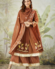 Lachka Gota Machine Work Kurta Set - Brown