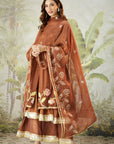 Lachka Gota Machine Work Kurta Set - Brown