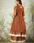 Lachka Gota Machine Work Kurta Set - Brown