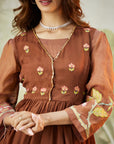 Lachka Gota Machine Work Kurta Set - Brown