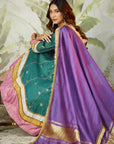 Embroidred Kurta With Overley Jacket - Emrald Green