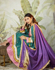 Embroidred Kurta With Overley Jacket - Emrald Green