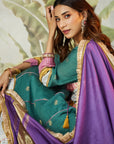 Embroidred Kurta With Overley Jacket - Emrald Green
