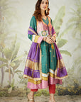 Embroidred Kurta With Overley Jacket - Emrald Green