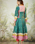 Embroidred Kurta With Overley Jacket - Emrald Green