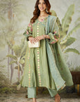 Lachka Gota & Patch Work Kurta Set - Green