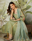 Lachka Gota & Patch Work Kurta Set - Green
