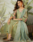 Lachka Gota & Patch Work Kurta Set - Green