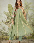 Lachka Gota & Patch Work Kurta Set - Green