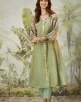 Lachka Gota & Patch Work Kurta Set - Green