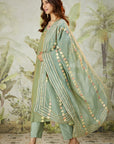 Lachka Gota & Patch Work Kurta Set - Green