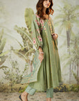 Lachka Gota & Patch Work Kurta Set - Green