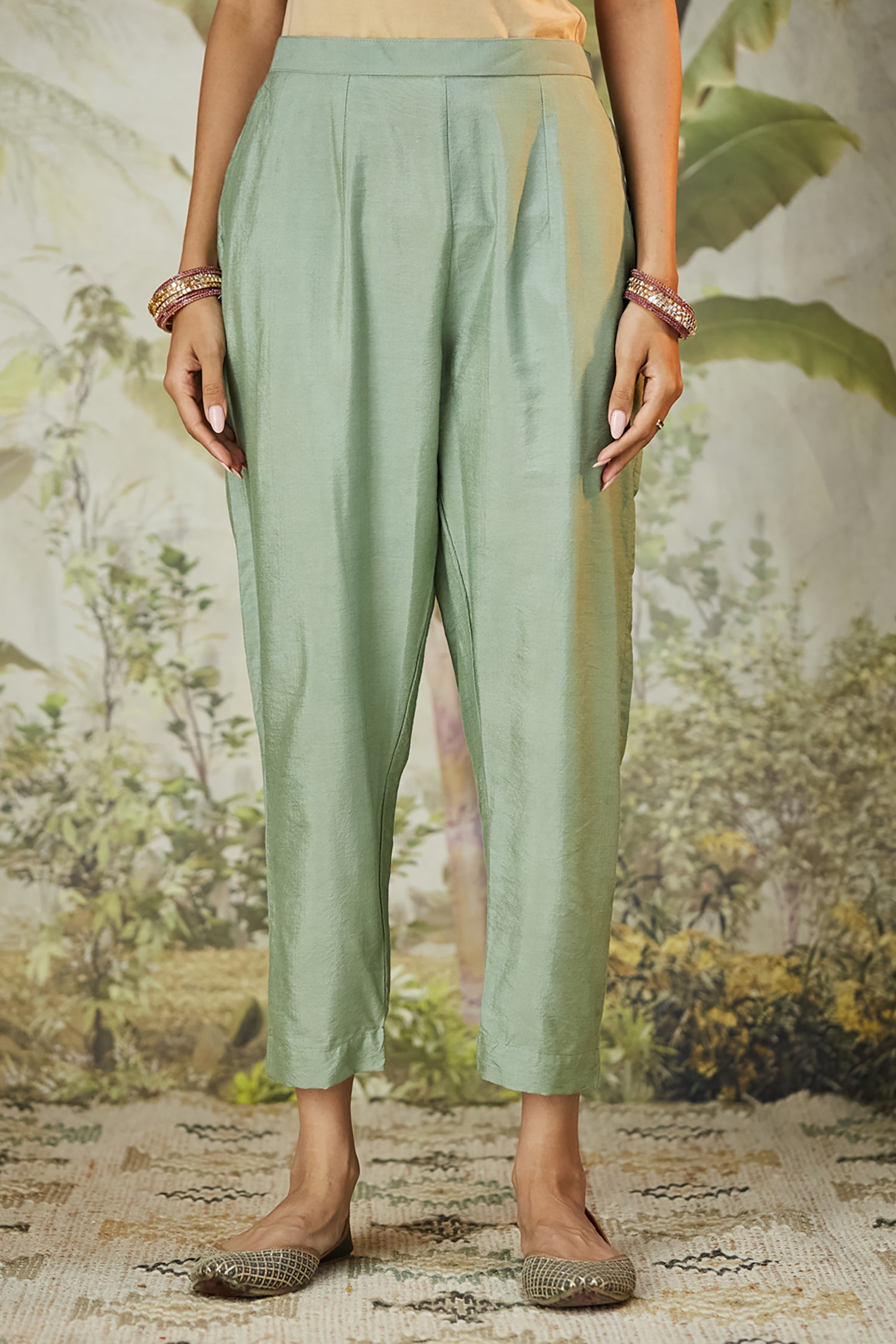 Lachka Gota & Patch Work Kurta Set - Green