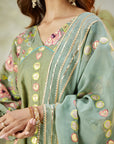 Lachka Gota & Patch Work Kurta Set - Green