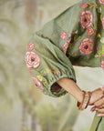 Lachka Gota & Patch Work Kurta Set - Green