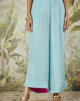 Mukaish Co-Ord Set With Overlay - Sky Blue
