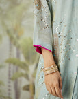 Mukaish Co-Ord Set With Overlay - Sky Blue