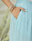Mukaish Co-Ord Set With Overlay - Sky Blue