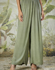 Embroidered Co-ord Set with Long Shrug - Dusty Green