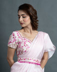 Peach Pink Pre Draped Saree