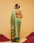 Green Georgette Banarasi Bandhani Saree