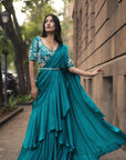 Aprajita Teal Saree