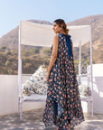 Crop Top and Flared Pants Fusion Set with Sequin Embroidery - Crepe