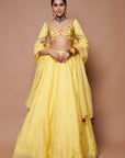 Yellow Chanderi Lehenga Set (Set Of 3)