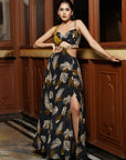 Black Abstract Long Indo Lehenga Dress