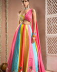 Horse Print One Shoulder Lehenga Set (Set Of 2)