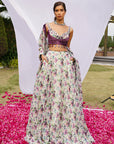 Violet African Floral Lehenga Set (Set Of 3)