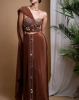 Rustic Brown Corset Drape Set (Set Of 2)