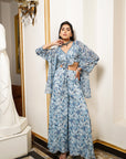White And Blue Paisley Kimono Set (Set Of 3)