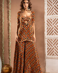 Black Rust Printed Indo-Kurta Set (Set Of 3)