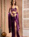 Purple Velvet Indo Drape Set (Set Of 3)